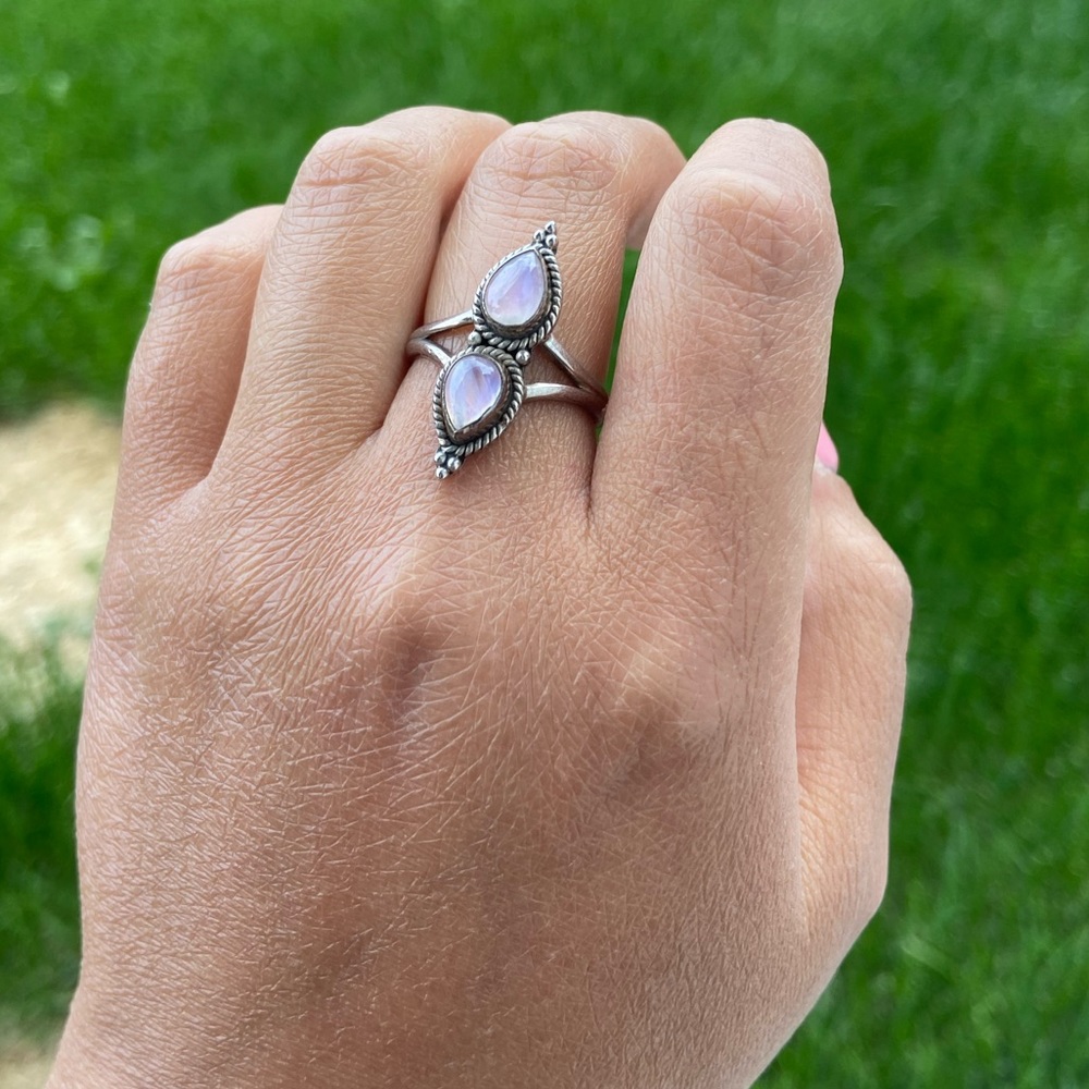Pink moonstone ring